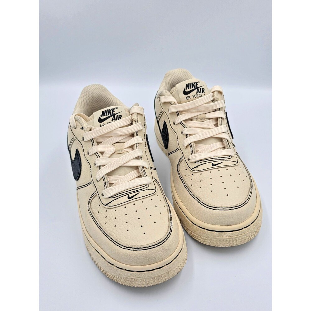 Nike Air Force 1 Low GS 5.5Y HJ4563-200 Pale Ivory Black Stitch Preowned Clean